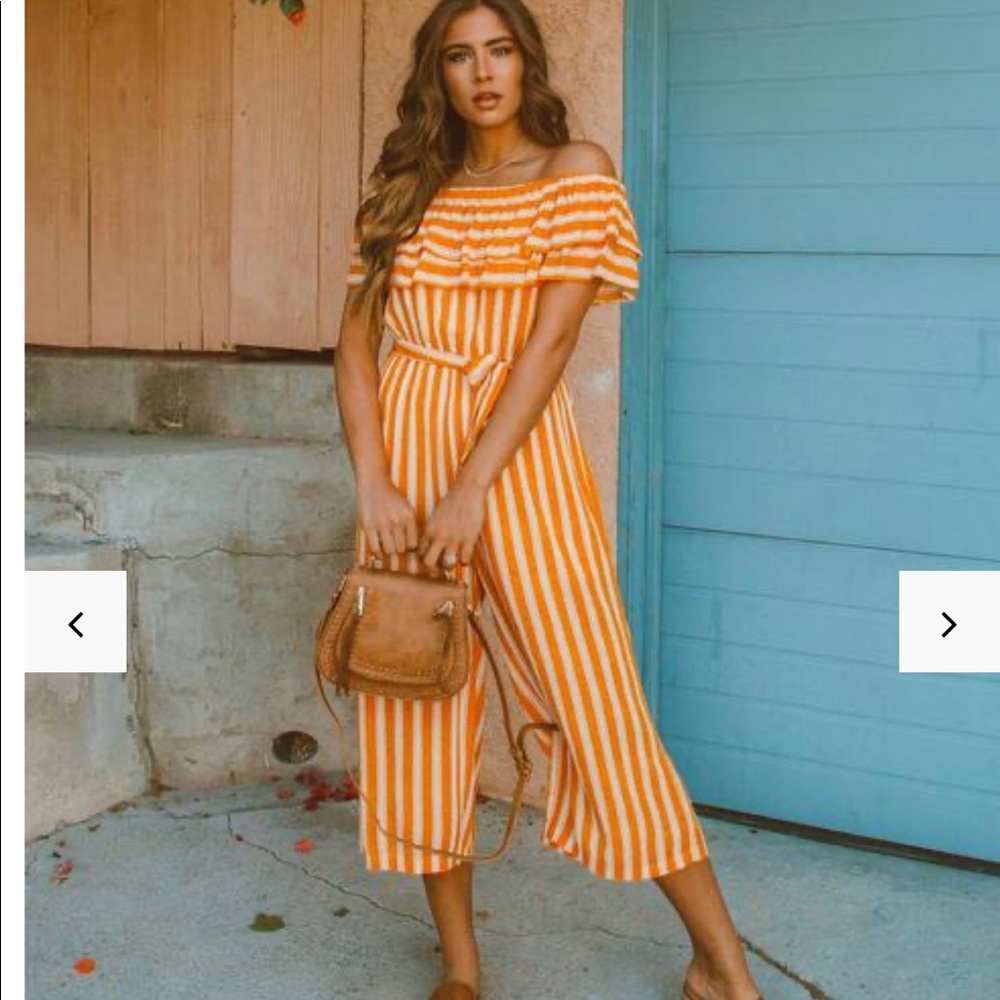 Vici OTS jumpsuit orange and white stripped